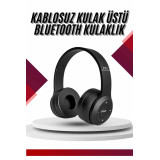 Bluetooth Kablosuz Kulaklık Siyah Wireless 5.0 Kulak Üstü Uzun Pil Ömr