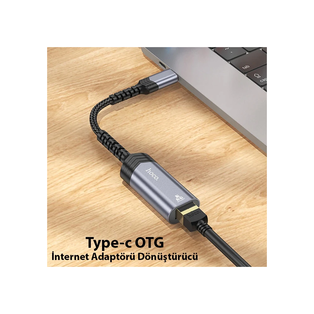 Hoco UA26 Type-c OTG RJ45 İnternet Adaptörü Dönüştürücü 1000 Mbps