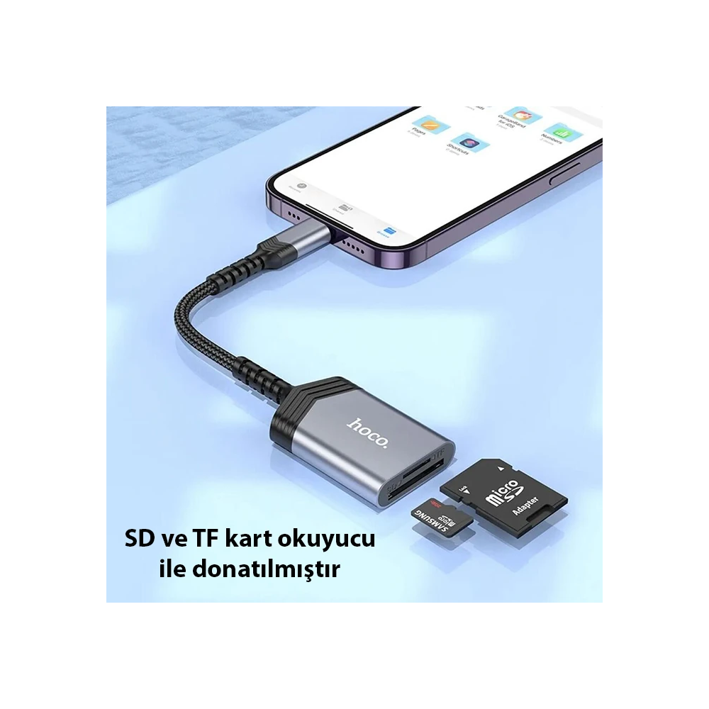 Hoco UA25 2-in-1 İPhone Lightning Kart Okuyucu