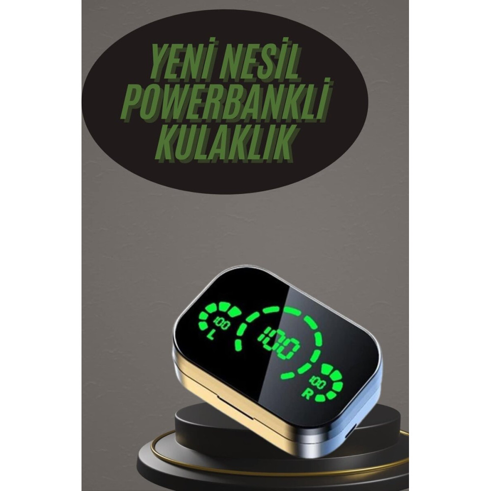 Kablosuz Bluetooth Kulaklık Çift Telefon Destekli Powerbankli Dijital 