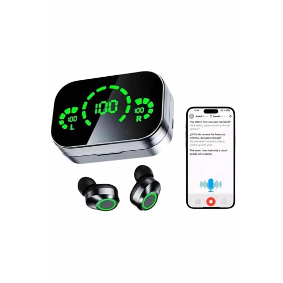 Kablosuz Bluetooth Kulaklık Çift Telefon Destekli Powerbankli Dijital 