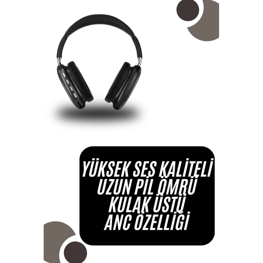 Kulak Üstü Kablosuz Bluetooth Kulaklık Yumuşak Süngerli SD Kart Girişl