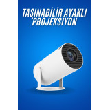 Sinema Projektörü Android HDMI USB WİFİ Ses Çıkışlı Ayaklı Projeksiyon