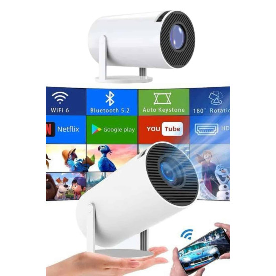 Sinema Projektörü Android HDMI USB WİFİ Ses Çıkışlı Ayaklı Projeksiyon