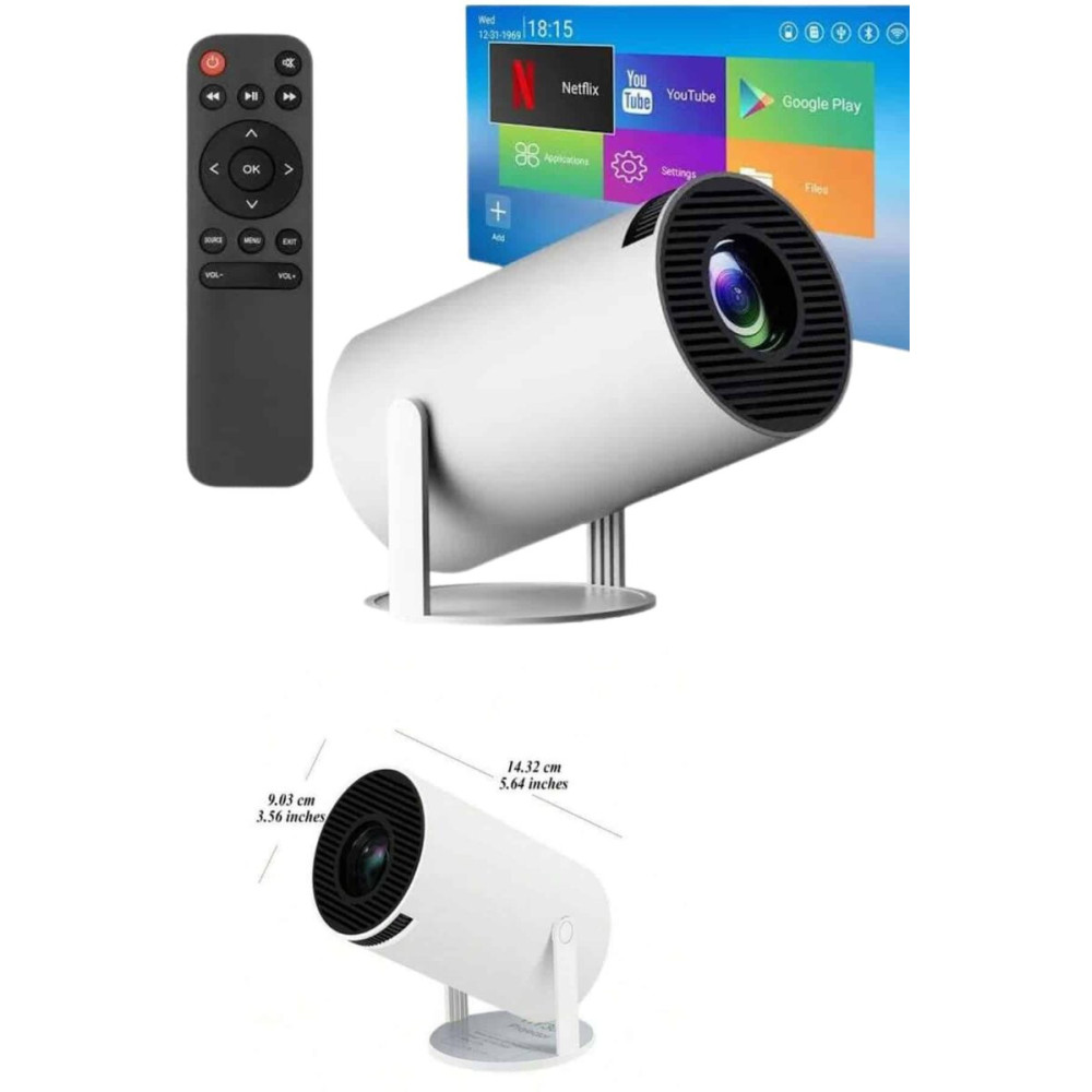 Sinema Projektörü Android HDMI USB WİFİ Ses Çıkışlı Ayaklı Projeksiyon
