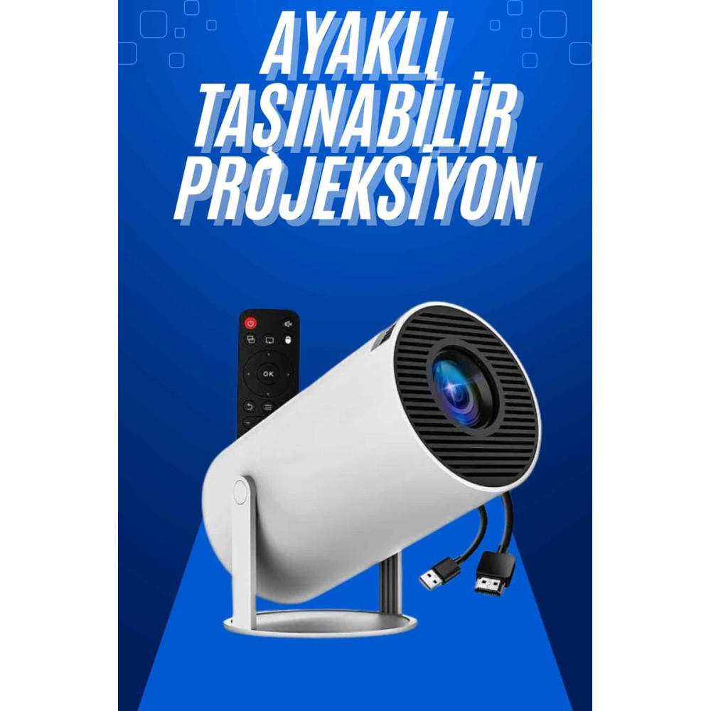 Ayaklı Projeksiyon Taşınabilir Mini Projektör Sinema Projektörü Androi