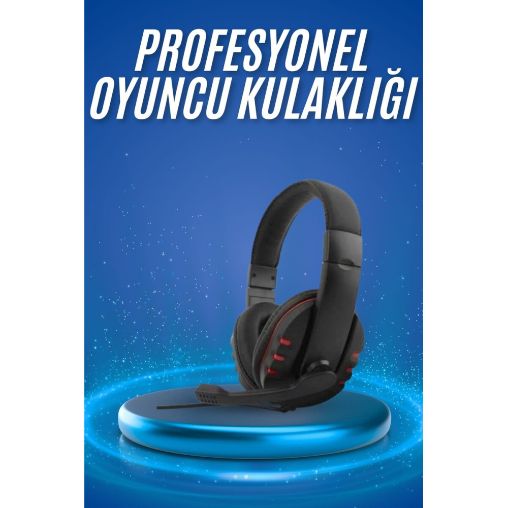Oyuncu Kulaklığı Kulak Üstü Kablolu Stereo Mikrofonlu Yumuşak Kulak Ya