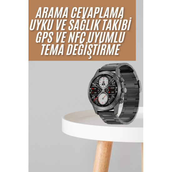 Akıllı Saat Çelik Kordon Çağrı Cevaplama Amoled Ekran Titreşimli Uyku 