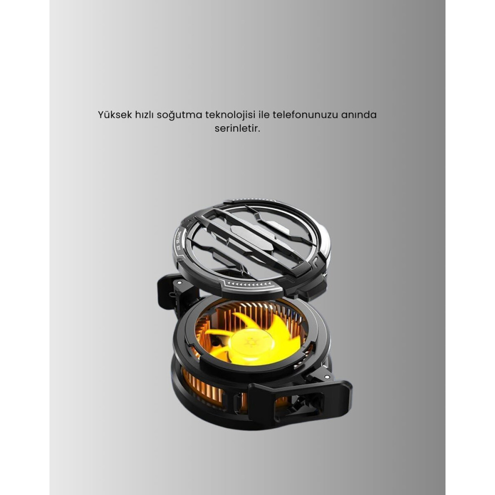 LED Işıklı Telefon Soğutucu | Ultra Sessiz Fan | Mıknatıslı ve Aparatl
