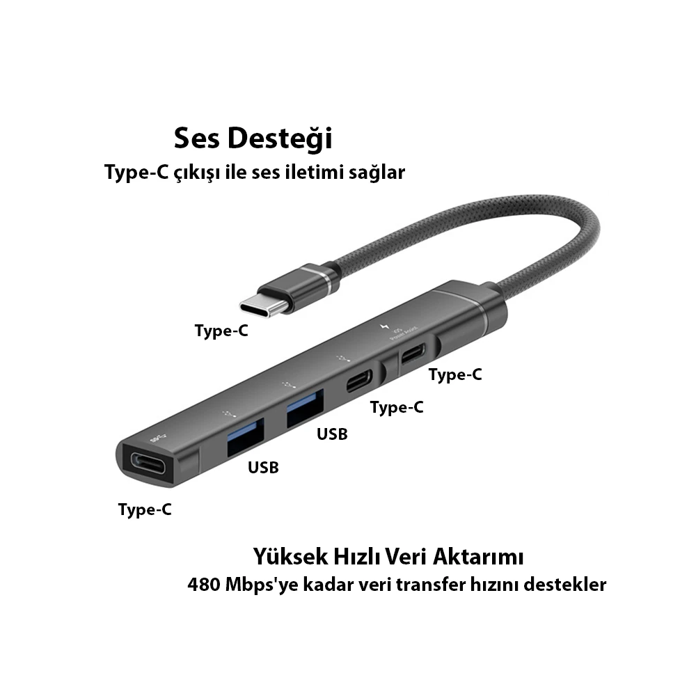 Ally HB01 5In1 Type C Dönüştürücü Adaptör Hub Çoklayıcı