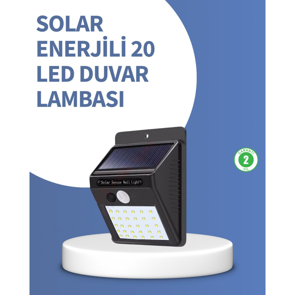 Hareket Sensörlü Solar Lamba | 120° Algılama Açısı 3-4 Metre Mesafe Su