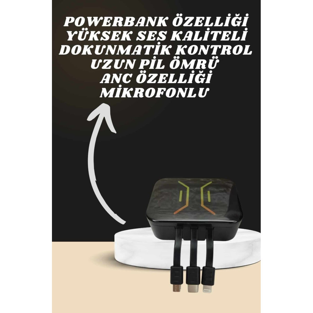 Powerbank Kulaklık ve 7 Kordonlu Akıllı Saat Çoklu Şarj Girişi Bluetoo