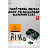 7 Kordonlu Akıllı Saat Ve Aynalı Bluetooth Kulaklık Powerbank Dijital 