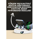 7 Kordonlu Akıllı Saat Ve Aynalı Bluetooth Kulaklık Powerbank Dijital 