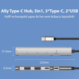 Ally HB01 5In1 Type C Dönüştürücü Adaptör Hub Çoklayıcı