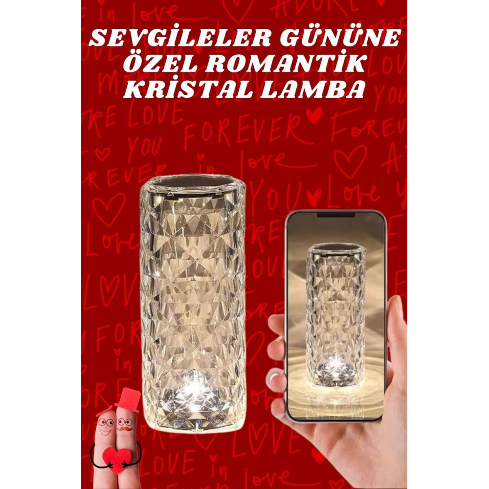 Sevgililer Günü İçin Hediye Kristal Lamba Sevgiliye Hediye USB Şarjlı 