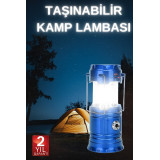 Büyük Boy Güneş Enerjili Kamp Feneri Işıldak Lamba USB Şarjlı