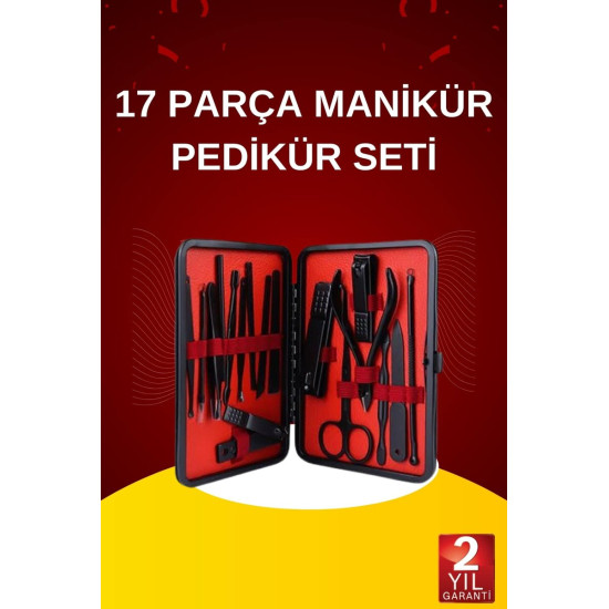 17 Parça El Ayak Bakım Seti Tırnak Temizleme Manikür Pedikür Cımbız Tö