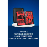 17 Parça Manikür Seti Taşınabilir Özel Çantalı El ve Ayak Bakımı Tırna