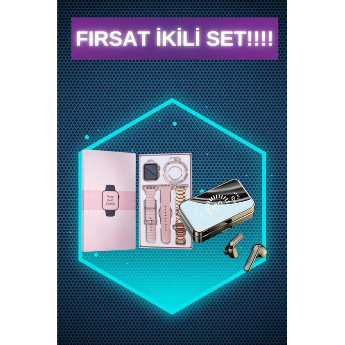 Bileklikli Amoled Ekran Akıllı Saat ve Dijital Göstergeli Kablosuz Blu