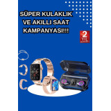 Kadınlar İçin 3 Kordonlu Akıllı Saat ve Dijital Göstergeli Powerbankli