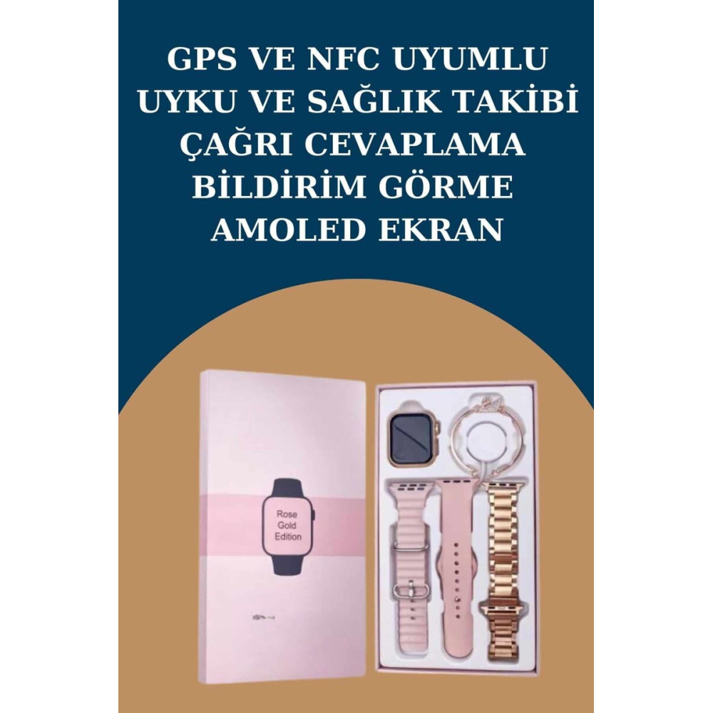 Kadınlar İçin 3 Kordonlu Akıllı Saat ve Dijital Göstergeli Powerbankli