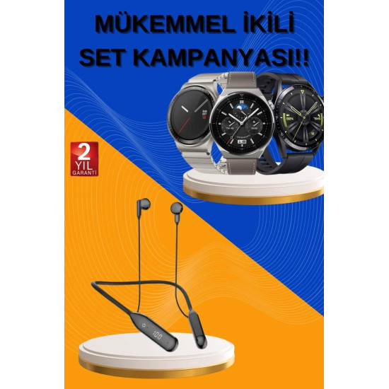 ve Titreşim Özellikli Akıllı Saat ve Mikrofonlu Kablolu Bluetooth Kula