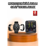 Göstergeli Bluetooth Kulaklık ve Bildirim Görebilen Akıllı Saat Alarm 