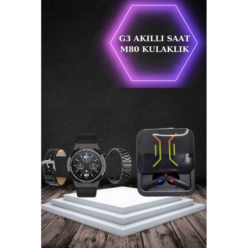 Göstergeli Bluetooth Kulaklık ve Bildirim Görebilen Akıllı Saat Alarm 