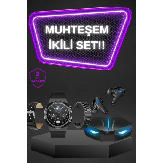 Bluetooth Bağlantılı Kulaklık ve Dokunmatik Ekran Akıllı Saat Arama Ce