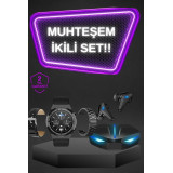 Bluetooth Bağlantılı Kulaklık ve Dokunmatik Ekran Akıllı Saat Arama Ce
