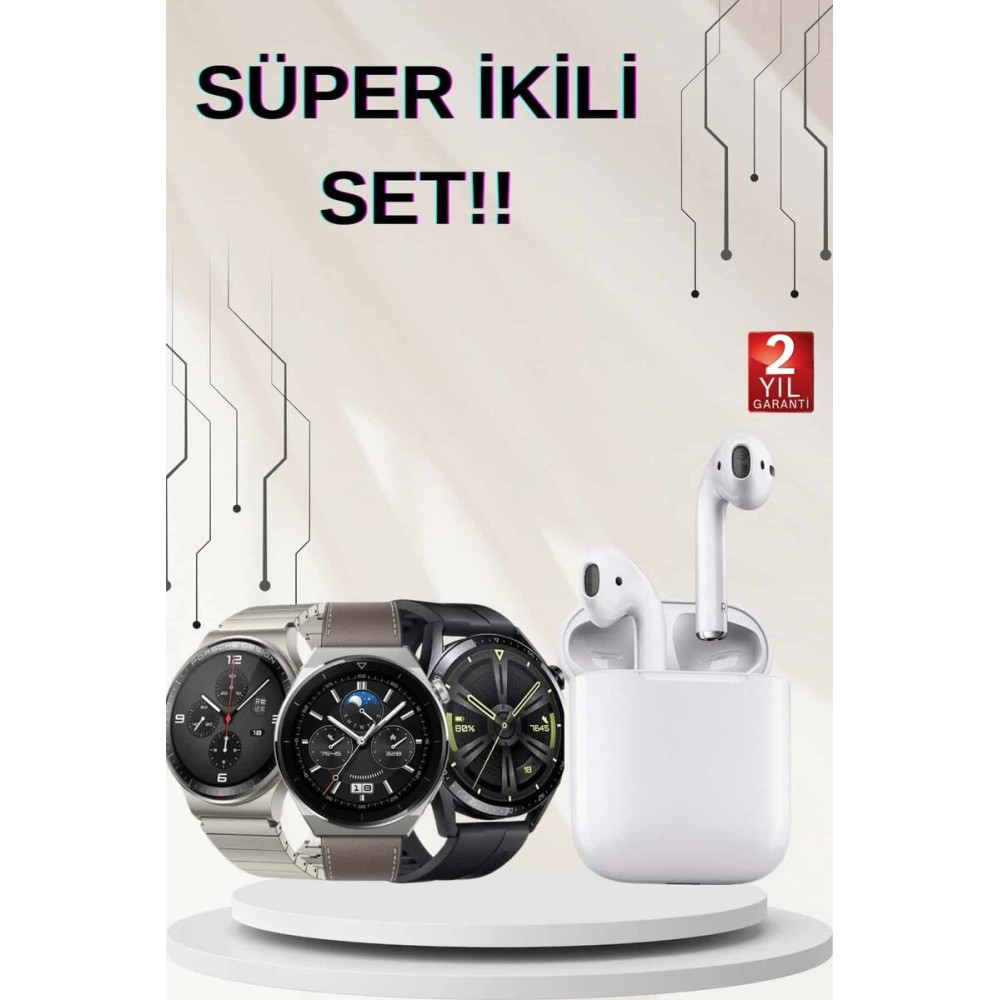 Saat ve Kulaklık Seti Dokunmatik Ekran 5.0 Bluetooth Bağlantılı Sesli 