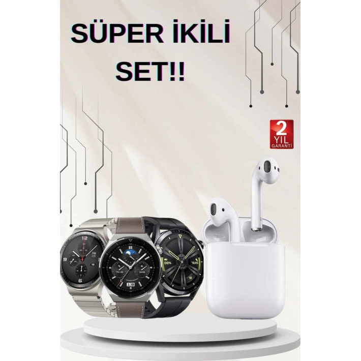 Saat ve Kulaklık Seti Dokunmatik Ekran 5.0 Bluetooth Bağlantılı Sesli 
