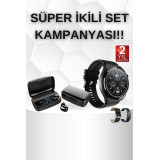 Kablosuz Bluetooth Kulaklık ve Kordon Hediyeli Akıllı Saat Nabız Ölçer