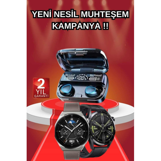 İkili Set Akıllı Saat Ve Bluetooth Kulaklık Kablosuz Uzun Pil Ömrü Spo