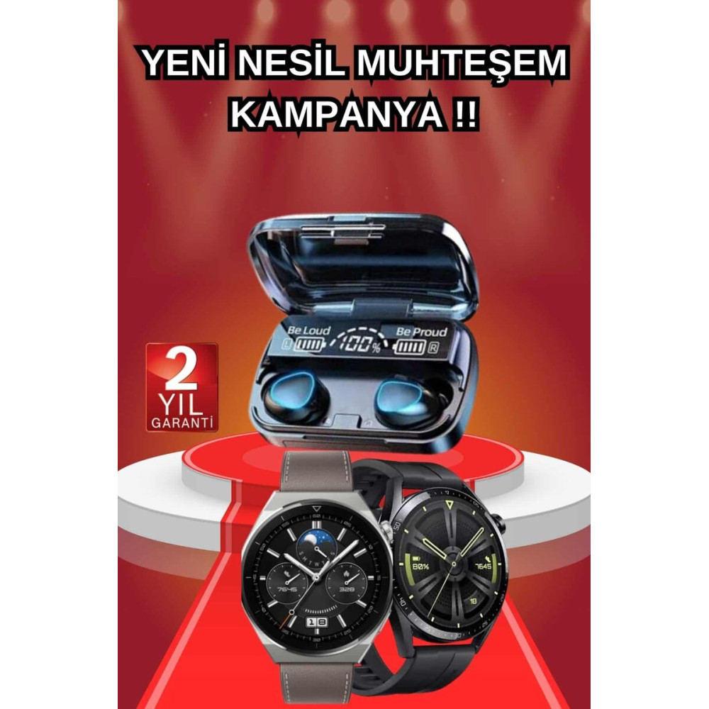 İkili Set Akıllı Saat Ve Bluetooth Kulaklık Kablosuz Uzun Pil Ömrü Spo