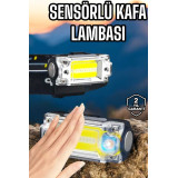 Beyaz Led Işık Sensörlü Kafa Lambası Lityum Batarya Led El Fenerli Şar