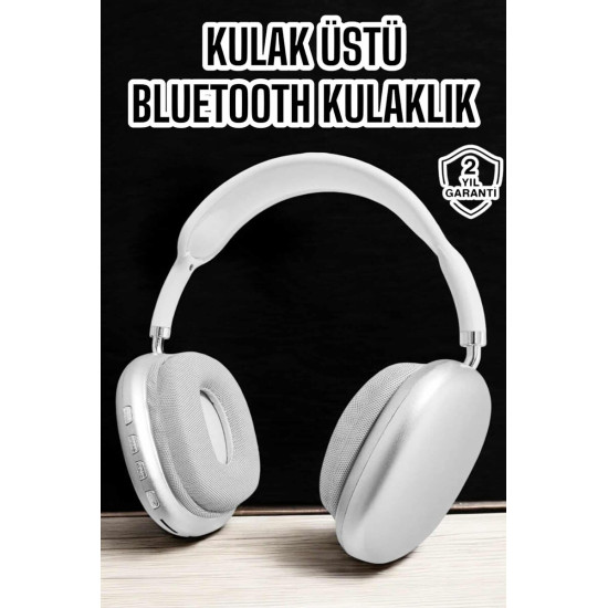 P9 Plus Kablosuz Kulak Üstü Bluetooth Kulaklık Beyaz Yüksek Ses Kalite