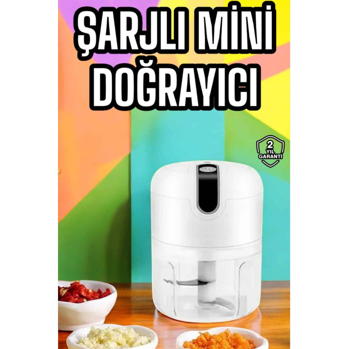 Şarjlı Portatif Doğrayıcı Mini Pratik Rondo El Doğrayıcı Üç Bıçaklı Çe