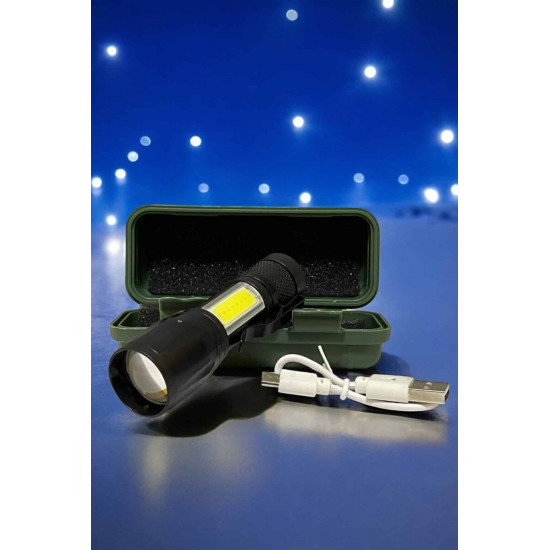Feneri Led USB Şarjlı Zoom Mini Led Işık Acil Durum Feneri