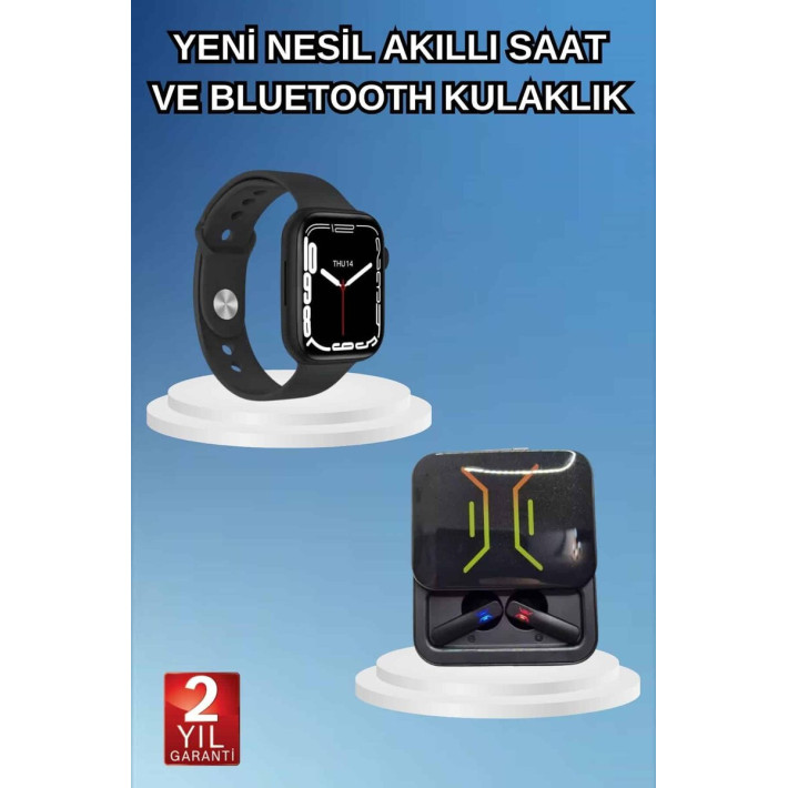 Bluetooth Bağlantılı Kablosuz Kulaklık ve Yeni Nesil Akıllı Saat 5.0 B