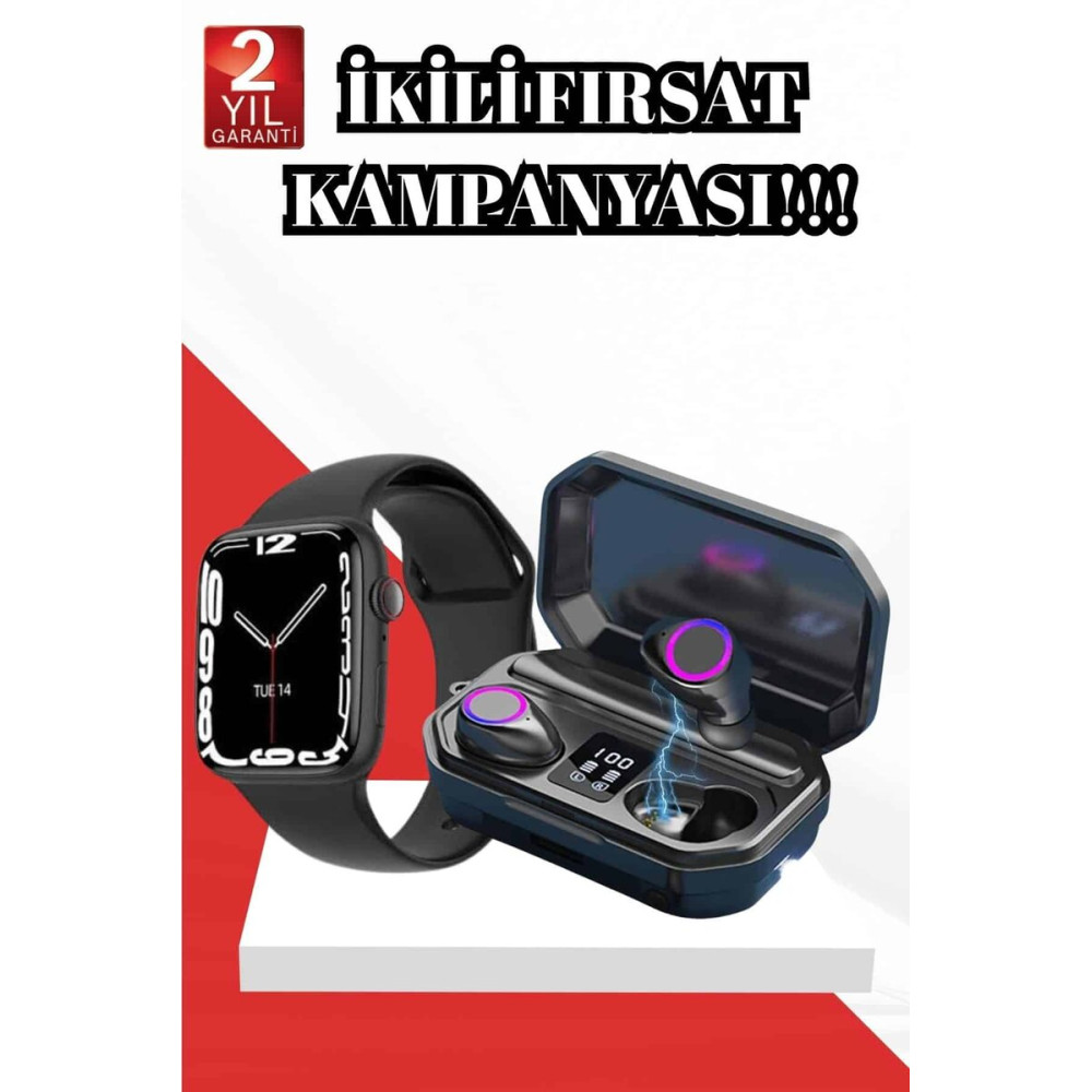 2025 Model Akıllı Saat ve Bluetooth Kulaklık 5.0 Bluetooth Bağlantılı 