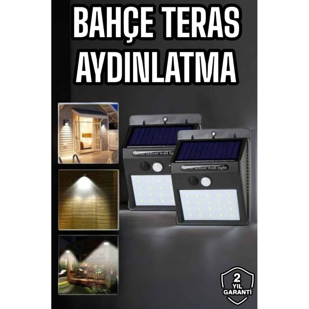 Solar Lamba Giriş Bahçe Yol Avlu Hareket Sensörlü Led Parlak Gece Su G