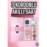 Akıllı Saat Amoled Ekran 3 Kordonlu Aksesuar Hediyeli Sesli Görüşme
