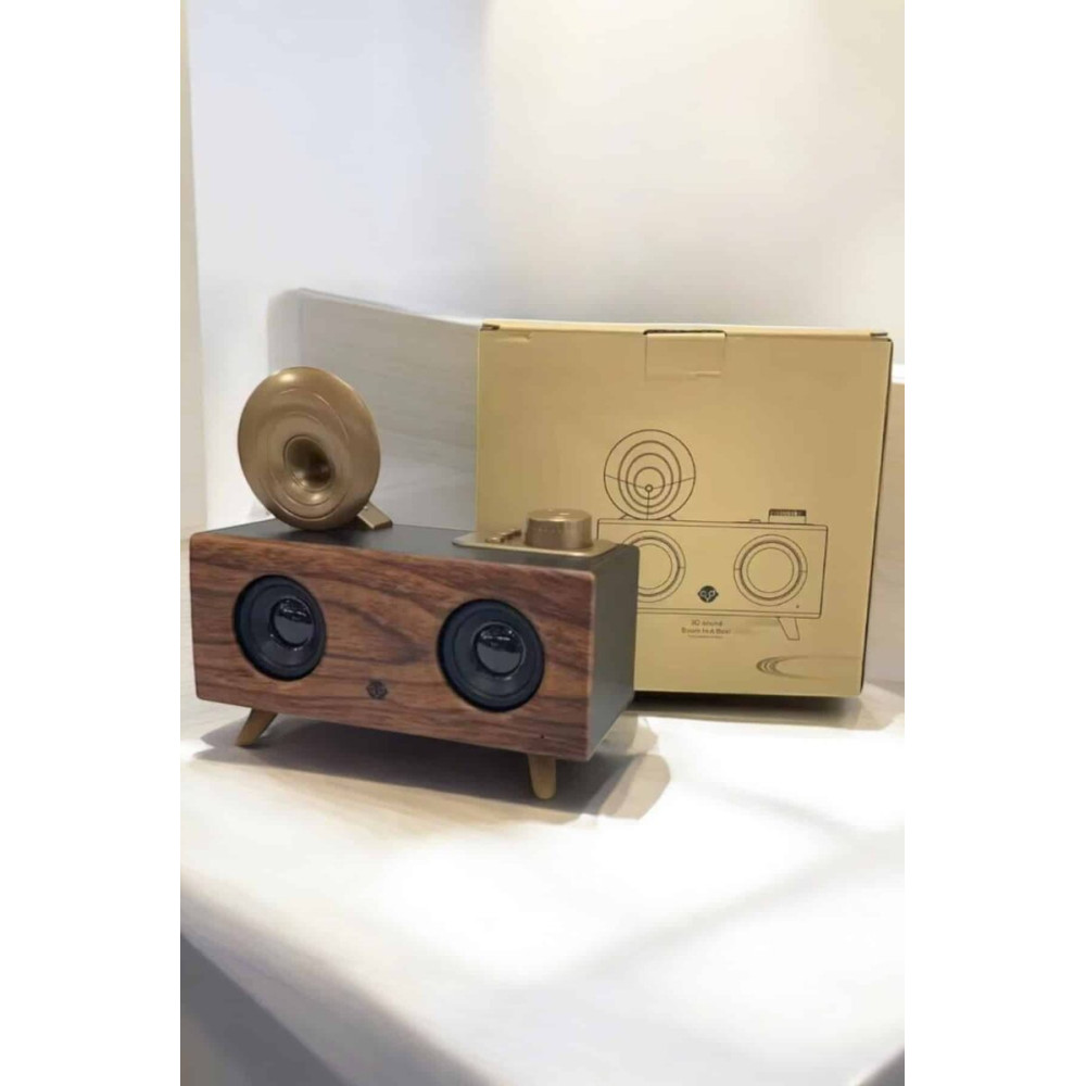 Bluetooth Hoparlör Ahşap Klasik Retro Gramofon Bluetooth Müzik Kutusu