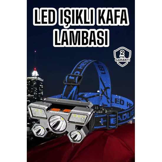 Ultra Güçlü Led Işık Şarjlı Kafa Lambası Balıkçı Lambası Kafa Feneri