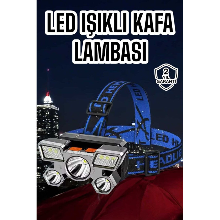 Ultra Güçlü Led Işık Şarjlı Kafa Lambası Balıkçı Lambası Kafa Feneri