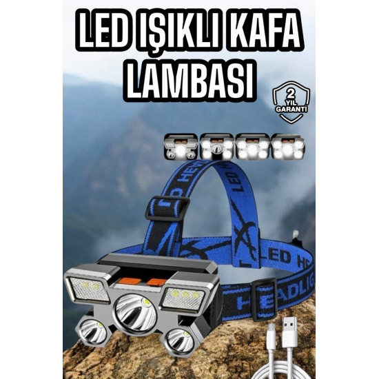 Balıkçı Kafa Lambası Led Işık 4 Farklı Mod Esnek ve Ayarlanabilir