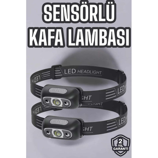Şarjlı LED Kafa Feneri | 4 Modlu Akıllı Sensörlü Far | Su Geçirmez IPX