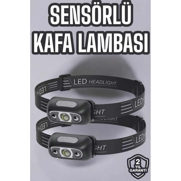 Şarjlı LED Kafa Feneri | 4 Modlu Akıllı Sensörlü Far | Su Geçirmez IPX
